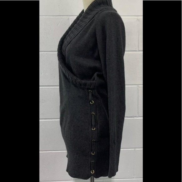 Cache sweater Tunic size L Wrap Lace Up Side Acrylic Nylon Wool - Picture 3 of 15